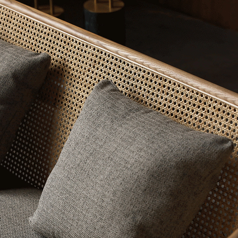 Hanged Arm Stoffsofa in grauem tropischen Sofa mit Bolsterkissen