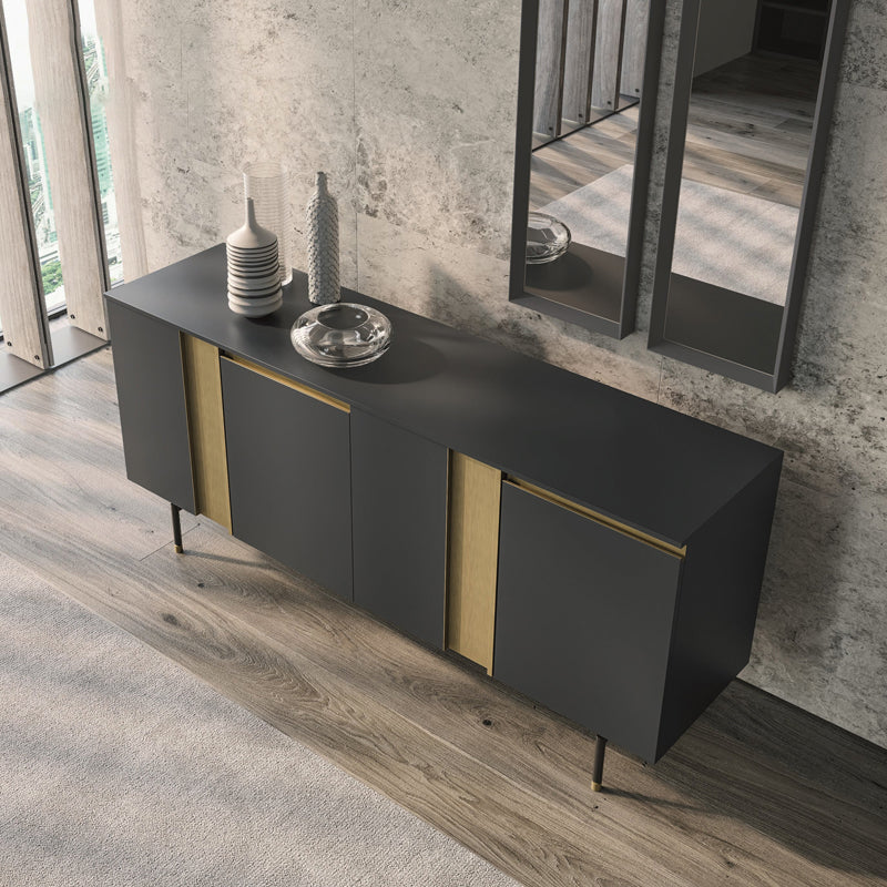 Standard Cabinet Metal and Solid Wood Accent Cabinet with Doors Clearhalo 'Cabinets & Chests' 'cabinets_chests' 'furn' 'furn_cabinets_chests' 'Furniture' 'Living Room Furniture' 7521683