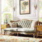 French Country Sofa Solid Wood Tufted Split-Back Settee for Living Room