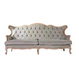 French Country Sofa Solid Wood Tufted Split-Back Settee for Living Room