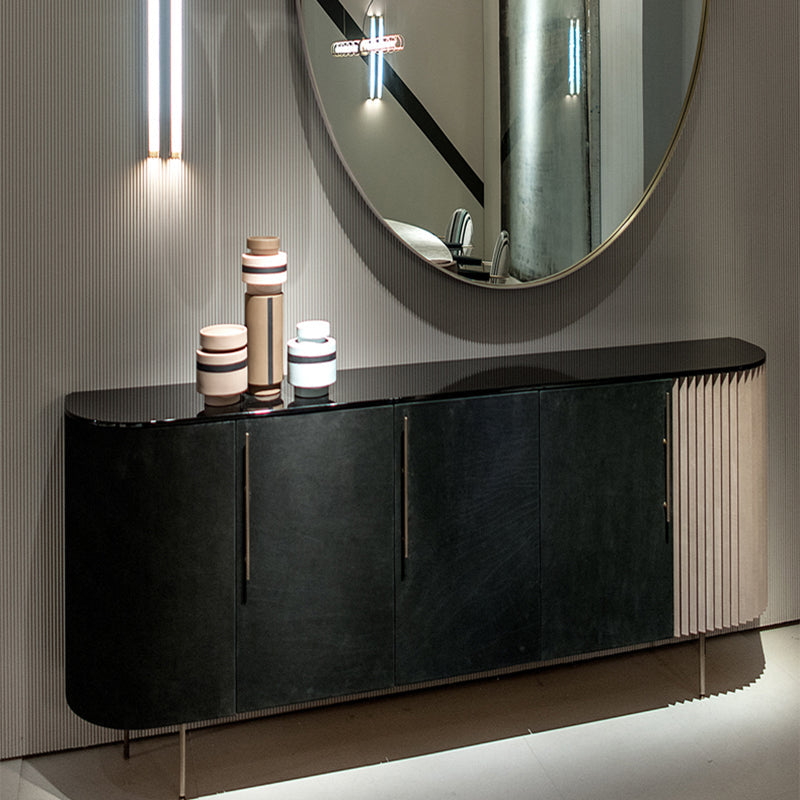 Metal and Solid Wood Cabinet Black Bar Pulls Straight Legs Accent Cabinet Clearhalo 'Cabinets & Chests' 'cabinets_chests' 'furn' 'furn_cabinets_chests' 'Furniture' 'Living Room Furniture' 7521710