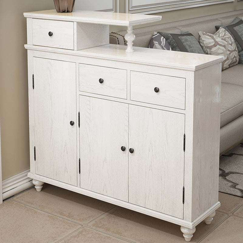 Distressed Wood Cabinet Wood 3 - Doors and 3 - Drawer Accent Cabinet Ivory Clearhalo 'Cabinets & Chests' 'cabinets_chests' 'furn' 'furn_cabinets_chests' 'Furniture' 'Living Room Furniture' 7521721