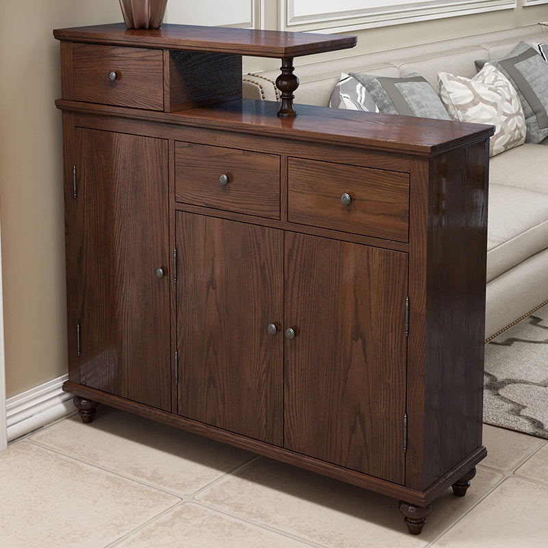 Distressed Wood Cabinet Wood 3 - Doors and 3 - Drawer Accent Cabinet Dark Walnut Clearhalo 'Cabinets & Chests' 'cabinets_chests' 'furn' 'furn_cabinets_chests' 'Furniture' 'Living Room Furniture' 7521722