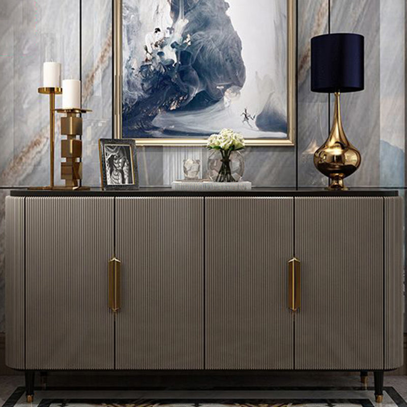 Modern Standard Accent Cabinet Wood Bar Pulls 4 - Doors Cabinet Silver Gray Clearhalo 'Cabinets & Chests' 'cabinets_chests' 'furn' 'furn_cabinets_chests' 'Furniture' 'Living Room Furniture' 7521736