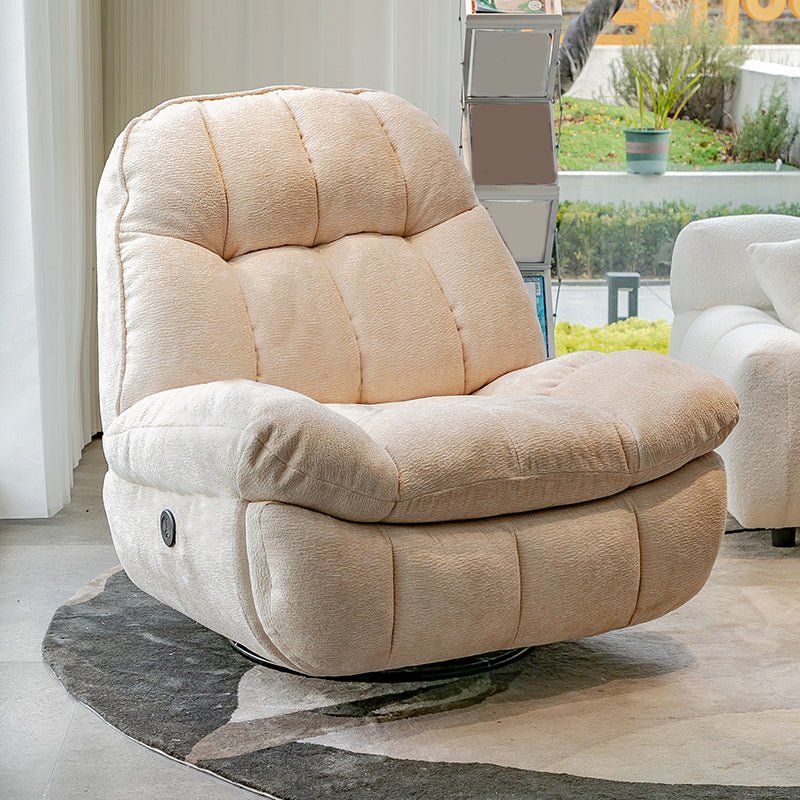 Swivel Base Standard Recliner Position Lock Recliner with Storage Beige Clearhalo 'Chairs & Seating' 'furn' 'furn_recliners' 'Furniture' 'Living Room Furniture' 'Recliners' 7521880