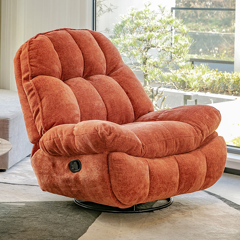Swivel Base Standard Recliner Position Lock Recliner with Storage Orange Clearhalo 'Chairs & Seating' 'furn' 'furn_recliners' 'Furniture' 'Living Room Furniture' 'Recliners' 7521883