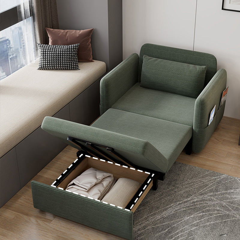 Glam corduroy kussen achterste slaapbank opslagbank in groen