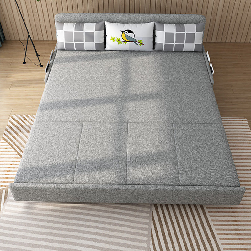 Tissu contemporain futon et matelas, canapé-lit de stockage en gris