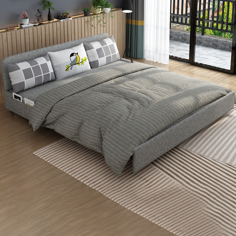 Tissu contemporain futon et matelas, canapé-lit de stockage en gris