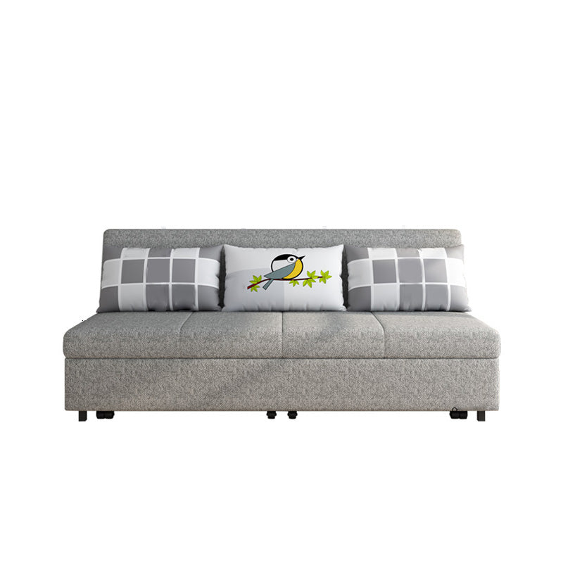 Tissu contemporain futon et matelas, canapé-lit de stockage en gris