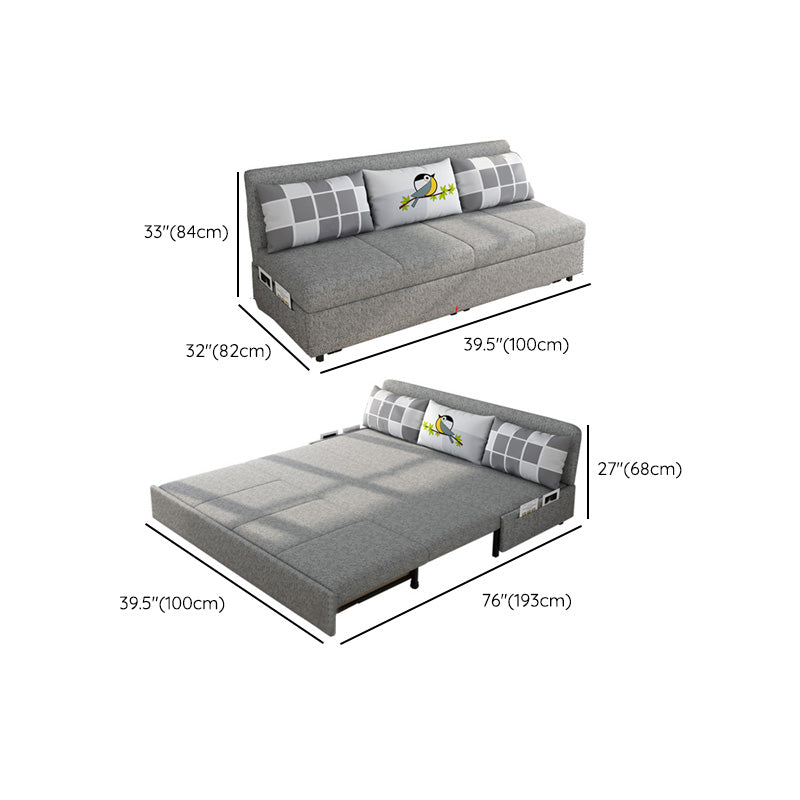Tissu contemporain futon et matelas, canapé-lit de stockage en gris