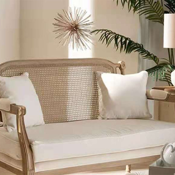 Massives Holz tropisches Sofa mit losen Rücken und quadratischem Arm in Leinen