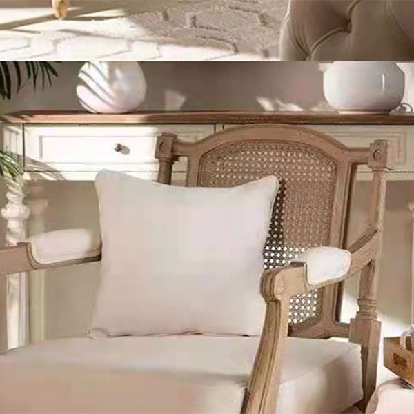 Massives Holz tropisches Sofa mit losen Rücken und quadratischem Arm in Leinen