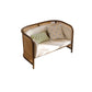 Beige Cushions Sofa in Rattan Accent Tropical Sofa with Tuxedo Arm