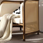Beige Cushions Sofa in Rattan Accent Tropical Sofa with Tuxedo Arm