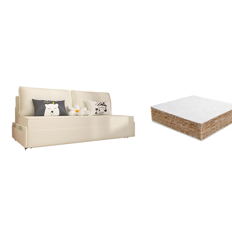 Fuente de cuero Futón de cuero cama Glam Storage Sofá en blanco