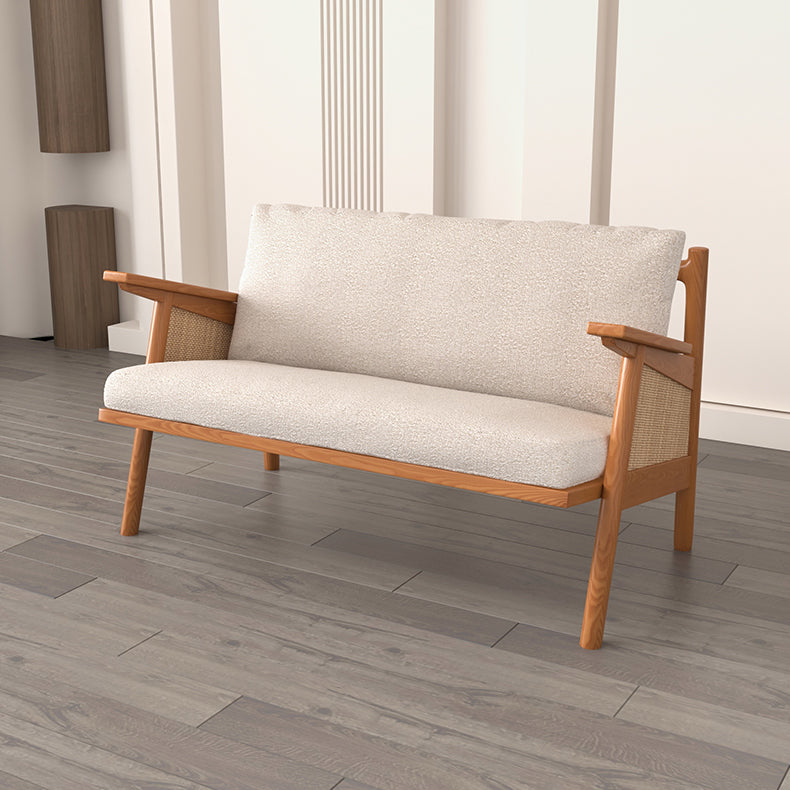 Divano soggiorno tropicale con schiena sciolta e braccio quadrato in lino