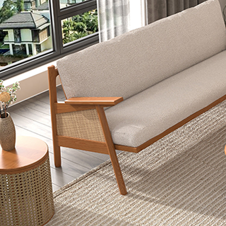 Divano soggiorno tropicale con schiena sciolta e braccio quadrato in lino