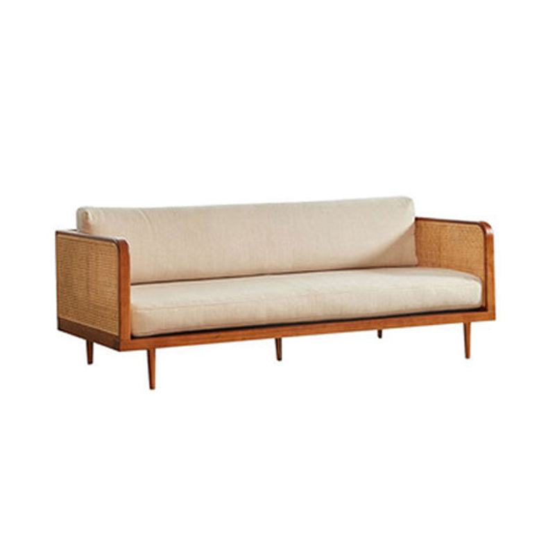 Solid Wood Square Arm Sofa Tropical Cushions Sofa for Living Room 75"L x 33"W x 26"H Walnut Clearhalo 'furn' 'furn_sofas' 'Furniture' 'Living Room Furniture' 'Sofa' 'sofas' 7522160