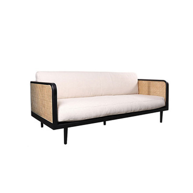 Solid Wood Square Arm Sofa Tropical Cushions Sofa for Living Room 75"L x 33"W x 26"H Black Clearhalo 'furn' 'furn_sofas' 'Furniture' 'Living Room Furniture' 'Sofa' 'sofas' 7522161