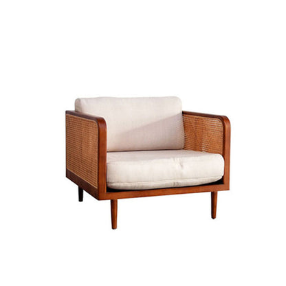 Solid Wood Square Arm Sofa Tropical Cushions Sofa for Living Room 28"L x 33"W x 26"H Walnut Clearhalo 'furn' 'furn_sofas' 'Furniture' 'Living Room Furniture' 'Sofa' 'sofas' 7522165