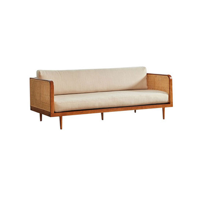 Solid Wood Square Arm Sofa Tropical Cushions Sofa for Living Room 51"L x 33"W x 26"H Walnut Clearhalo 'furn' 'furn_sofas' 'Furniture' 'Living Room Furniture' 'Sofa' 'sofas' 7522167