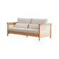Solid Wood Sofa Square Arm Sofa with Loose Back in Natural Frame 3-Seater Sofa Clearhalo 'furn' 'furn_sofas' 'Furniture' 'Living Room Furniture' 'Sofa' 'sofas' 7522180