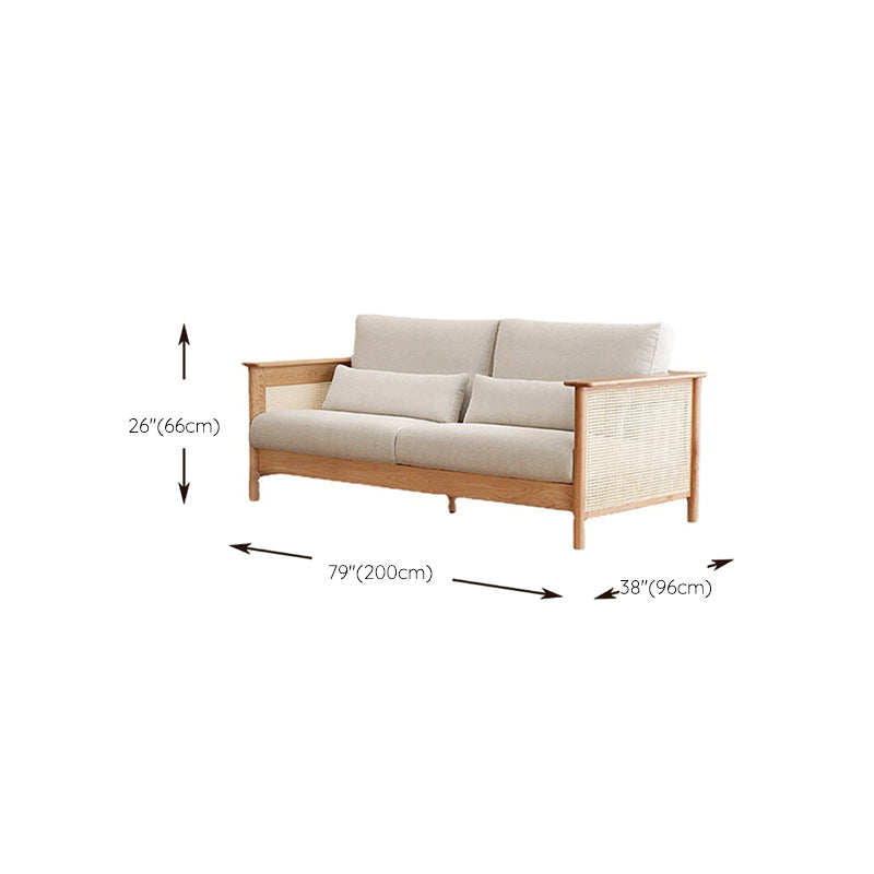 Solid Wood Sofa Square Arm Sofa with Loose Back in Natural Frame Clearhalo 'furn' 'furn_sofas' 'Furniture' 'Living Room Furniture' 'Sofa' 'sofas' 7522190
