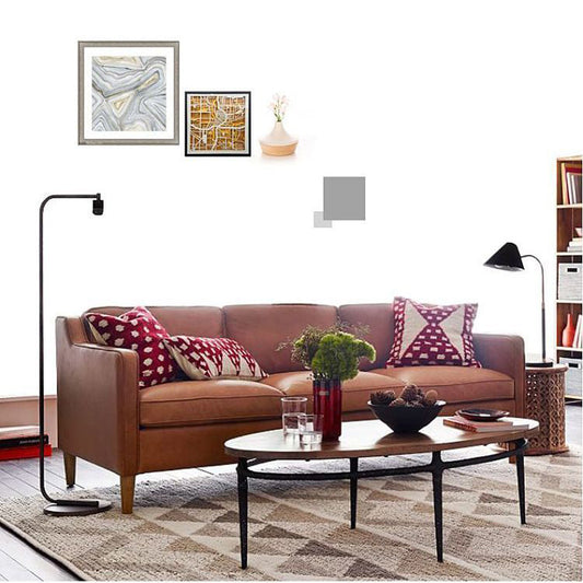 Mitte des Jahrhunderts moderne abgerissene Armsofa Faux Ledersofa für Wohnzimmer
