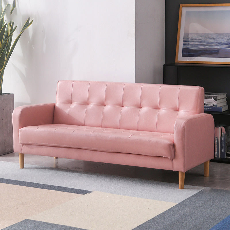 モダンなシングルクッションシートソファチュートバックフェイクレザーソファ