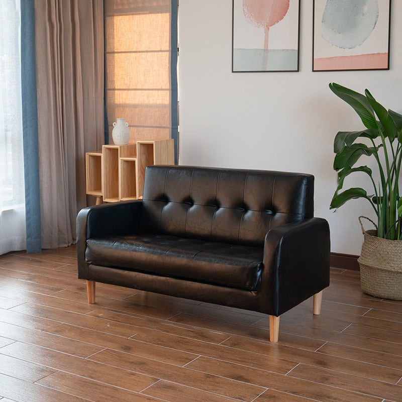 モダンなシングルクッションシートソファチュートバックフェイクレザーソファ