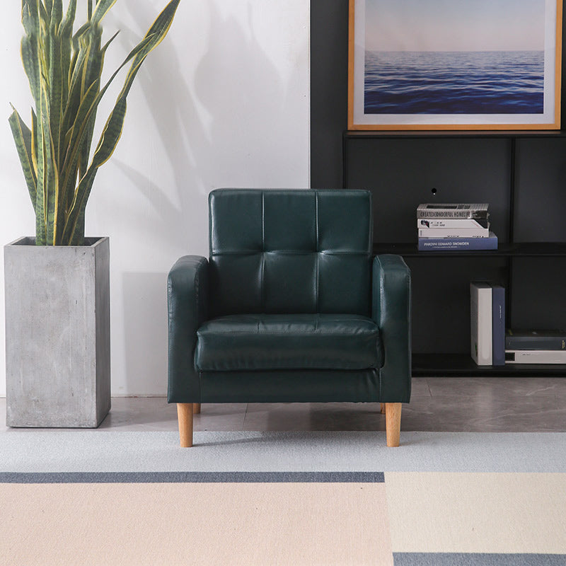 モダンなシングルクッションシートソファチュートバックフェイクレザーソファ