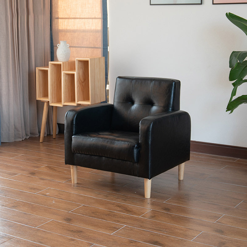 モダンなシングルクッションシートソファチュートバックフェイクレザーソファ