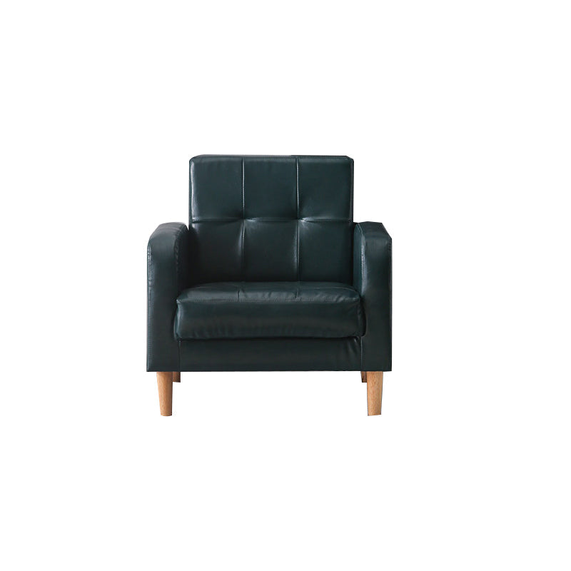 モダンなシングルクッションシートソファチュートバックフェイクレザーソファ