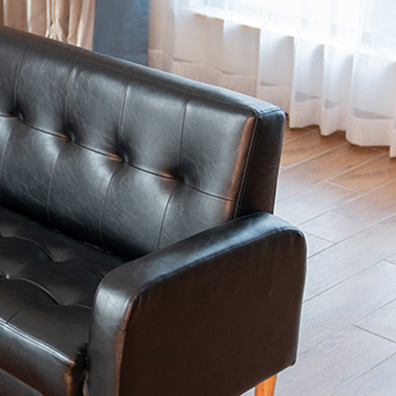 モダンなシングルクッションシートソファチュートバックフェイクレザーソファ