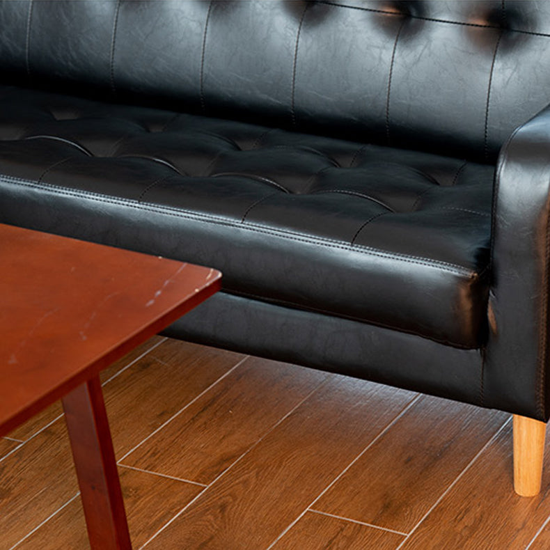 モダンなシングルクッションシートソファチュートバックフェイクレザーソファ