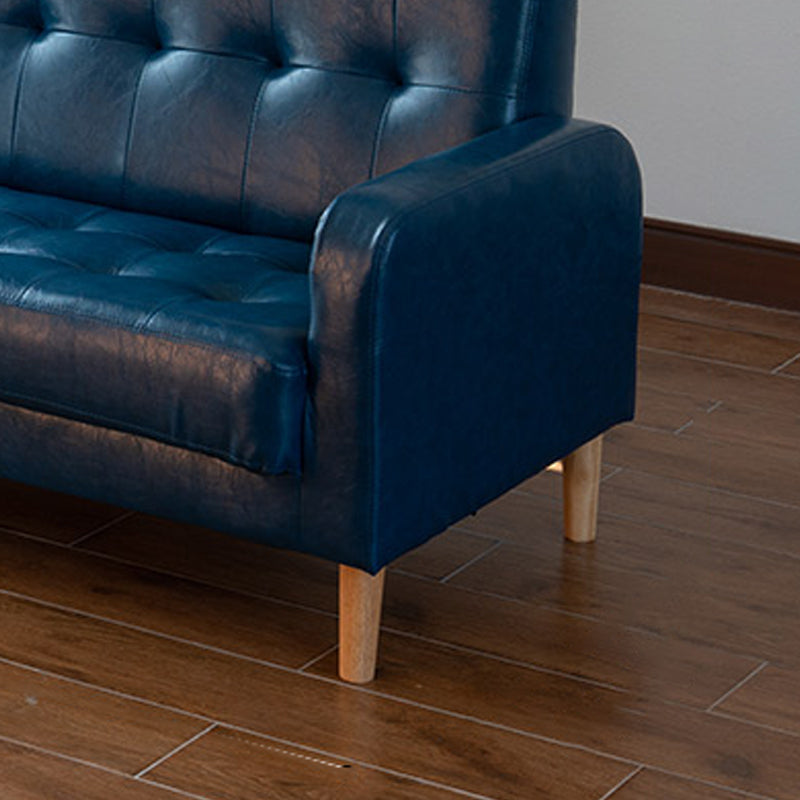 モダンなシングルクッションシートソファチュートバックフェイクレザーソファ