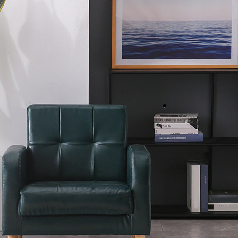 モダンなシングルクッションシートソファチュートバックフェイクレザーソファ