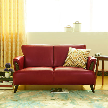 Flared Arm Standar -Sofa mit engstem Rücken Liebessitz Faux Ledersofa