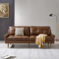 Solid Wood Round Arm Sofa Living Room Tufted Leather Sofa 32.28" H