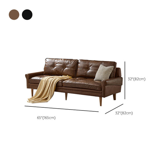 Massives Holz runde Armsofa Wohnzimmer Tufted Ledersofa 32,28 "h