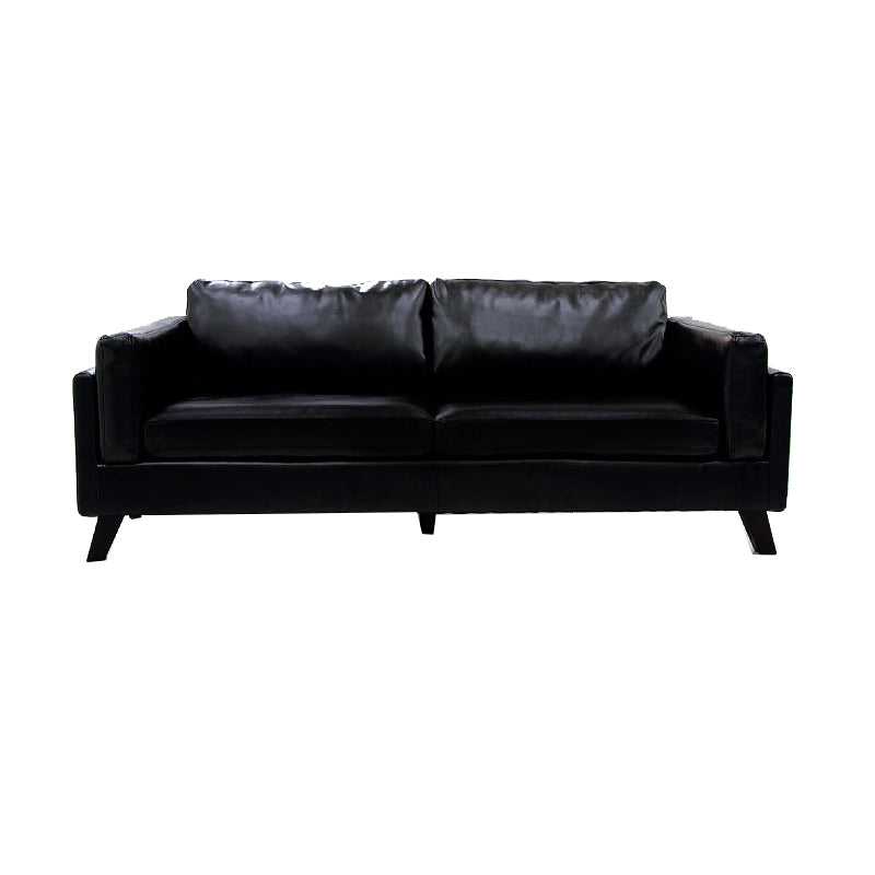 Canapé en cuir faux en cuir carré avec coussins pour le salon