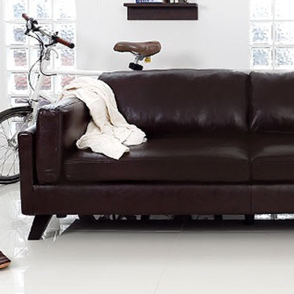 Canapé en cuir faux en cuir carré avec coussins pour le salon