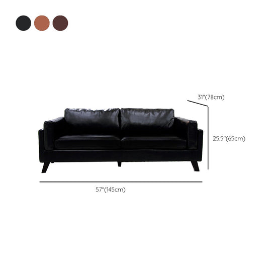 Faux Ledersofa quadratische Armsofa mit Kissen zurück für Wohnzimmer