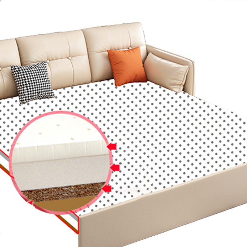 Glam Square Arms Futon et matelas en faux cuir canapé-lit en beige