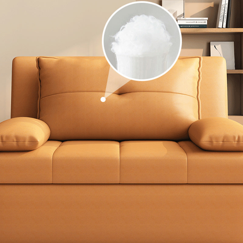 Modern Sofa Bed, Orange Faux Leather Futon and Mattress with Storage Clearhalo 'furn' 'furn_futons' 'Furniture' 'Futons & Daybeds' 'Futons' 'Living Room Furniture' 7522476