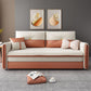 Glam Upholstered Futon Chair Faux leather Square Arms Sleeper Sofa Storage Included Clearhalo 'furn' 'furn_futons' 'Furniture' 'Futons & Daybeds' 'Futons' 'Living Room Furniture' 7522495