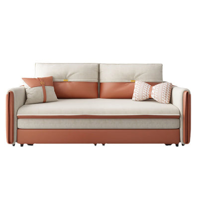 Glam Upholstered Futon Chair Faux leather Square Arms Sleeper Sofa Storage Not Included Clearhalo 'furn' 'furn_futons' 'Furniture' 'Futons & Daybeds' 'Futons' 'Living Room Furniture' 7522496