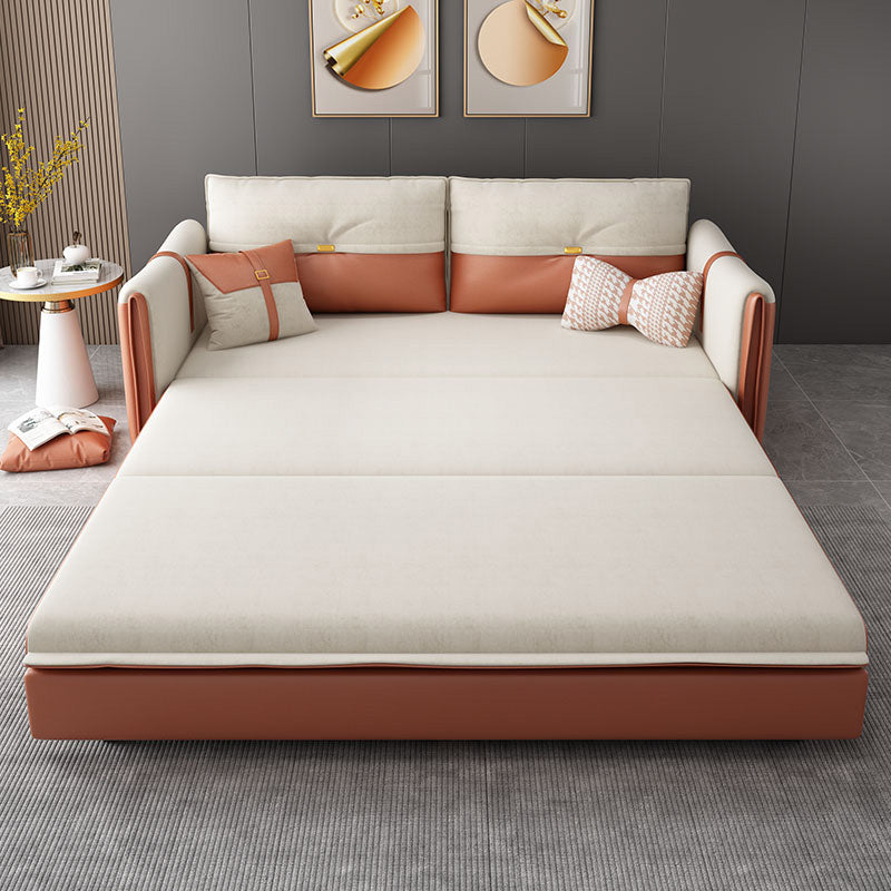 Glam Upholstered Futon Chair Faux leather Square Arms Sleeper Sofa Clearhalo 'furn' 'furn_futons' 'Furniture' 'Futons & Daybeds' 'Futons' 'Living Room Furniture' 7522499