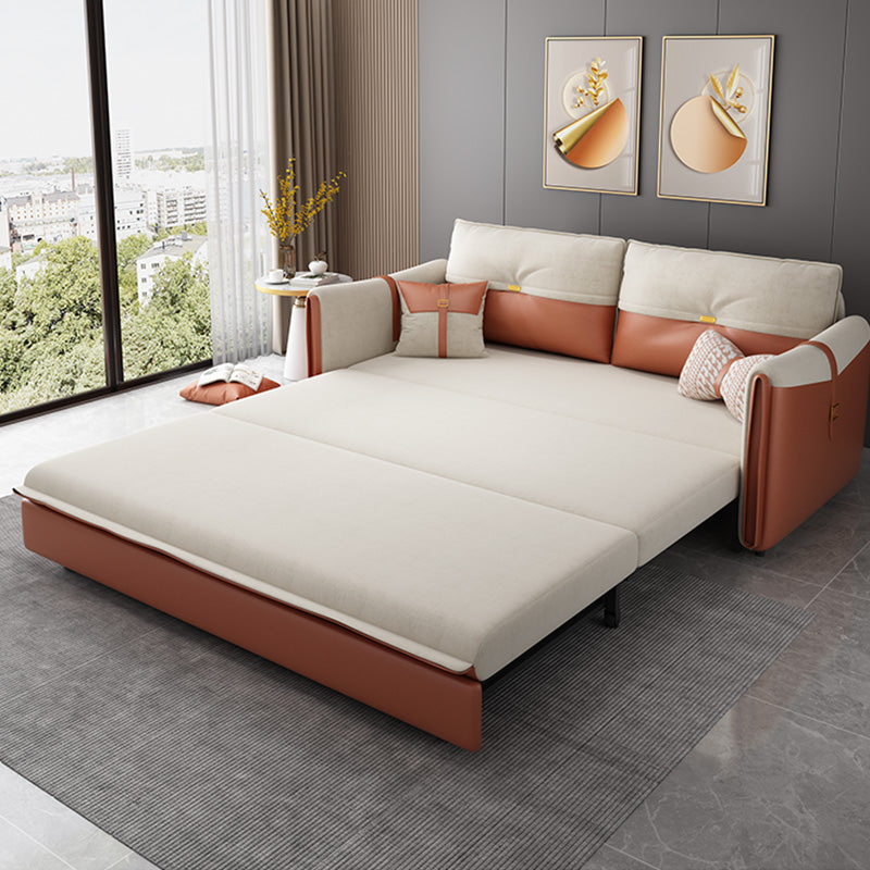 Glam Upholstered Futon Chair Faux leather Square Arms Sleeper Sofa Clearhalo 'furn' 'furn_futons' 'Furniture' 'Futons & Daybeds' 'Futons' 'Living Room Furniture' 7522505